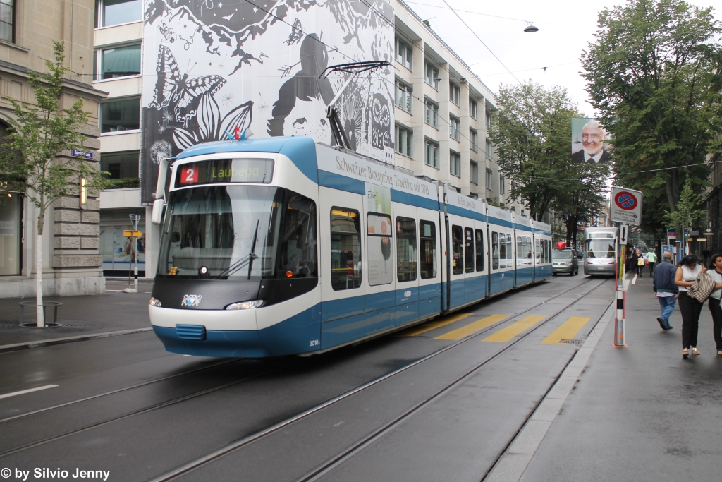 VBZ Nr. 3010 (Be 5/6 ''Cobra'') am 1.8.2015 bei der Börsenstrasse