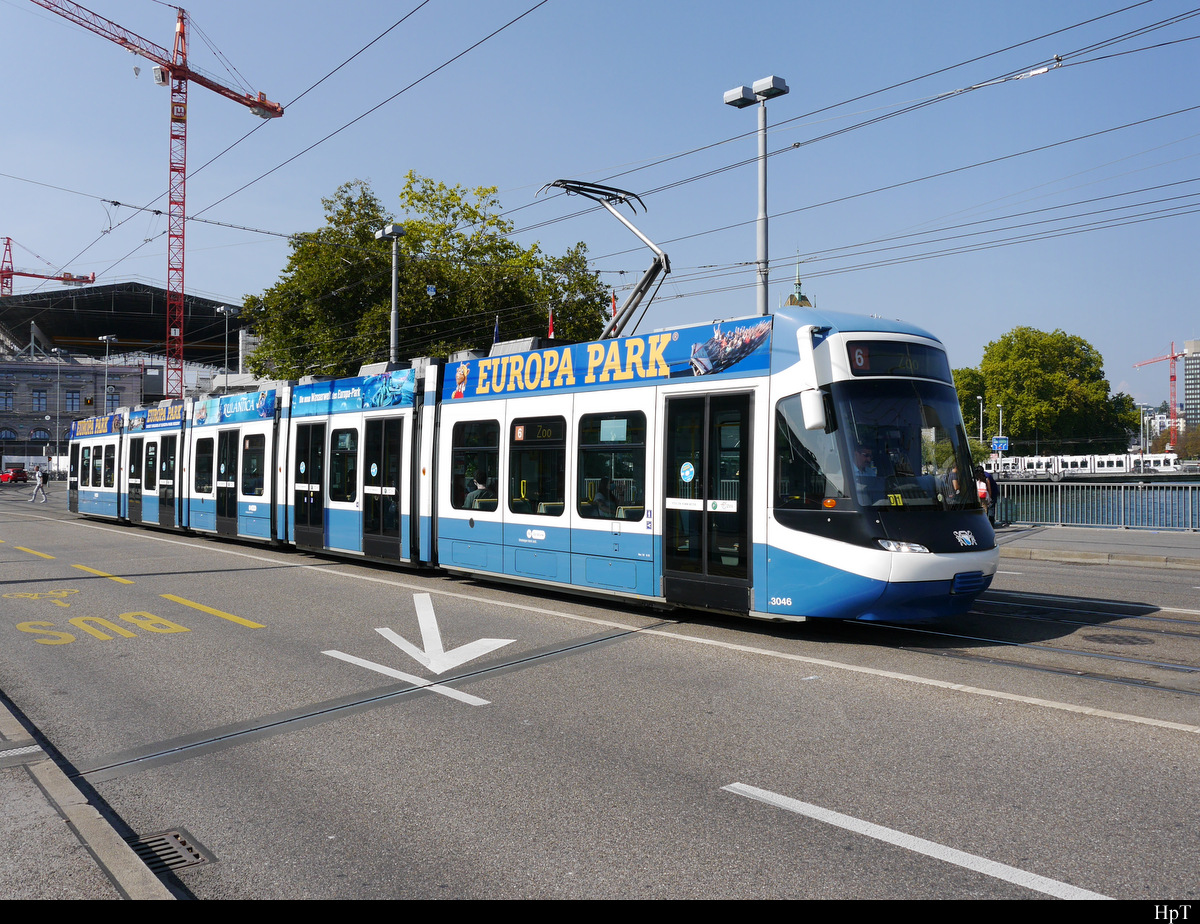 VBZ - Tram Be 5/6 3046 unterwegs auf der Line 6 in Zürich am 20.09.2020