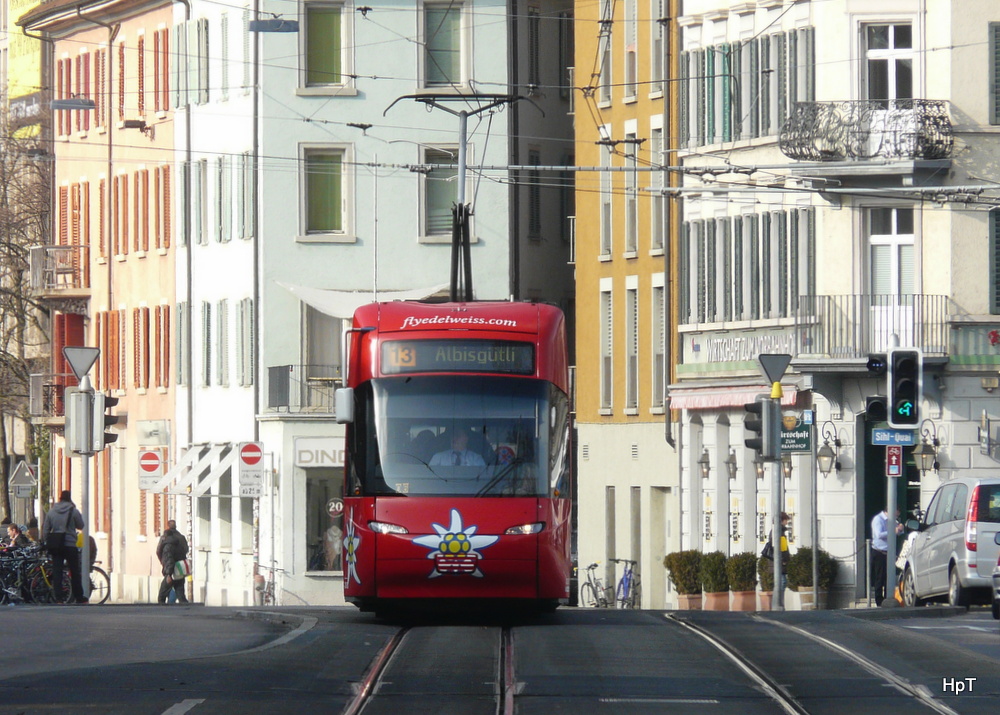 VBZ - Tram Be 5/6  3087 unterwegs auf der Linie 13 in Zürich am 25.01.2014