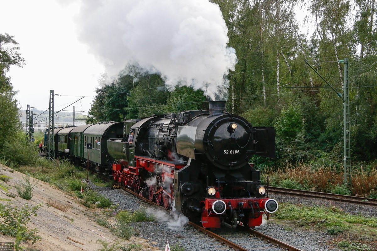 VEB 52 6106 mit Pendelzug im Eisenbahnmuseum Bochum Dahlhausen, September 2018.