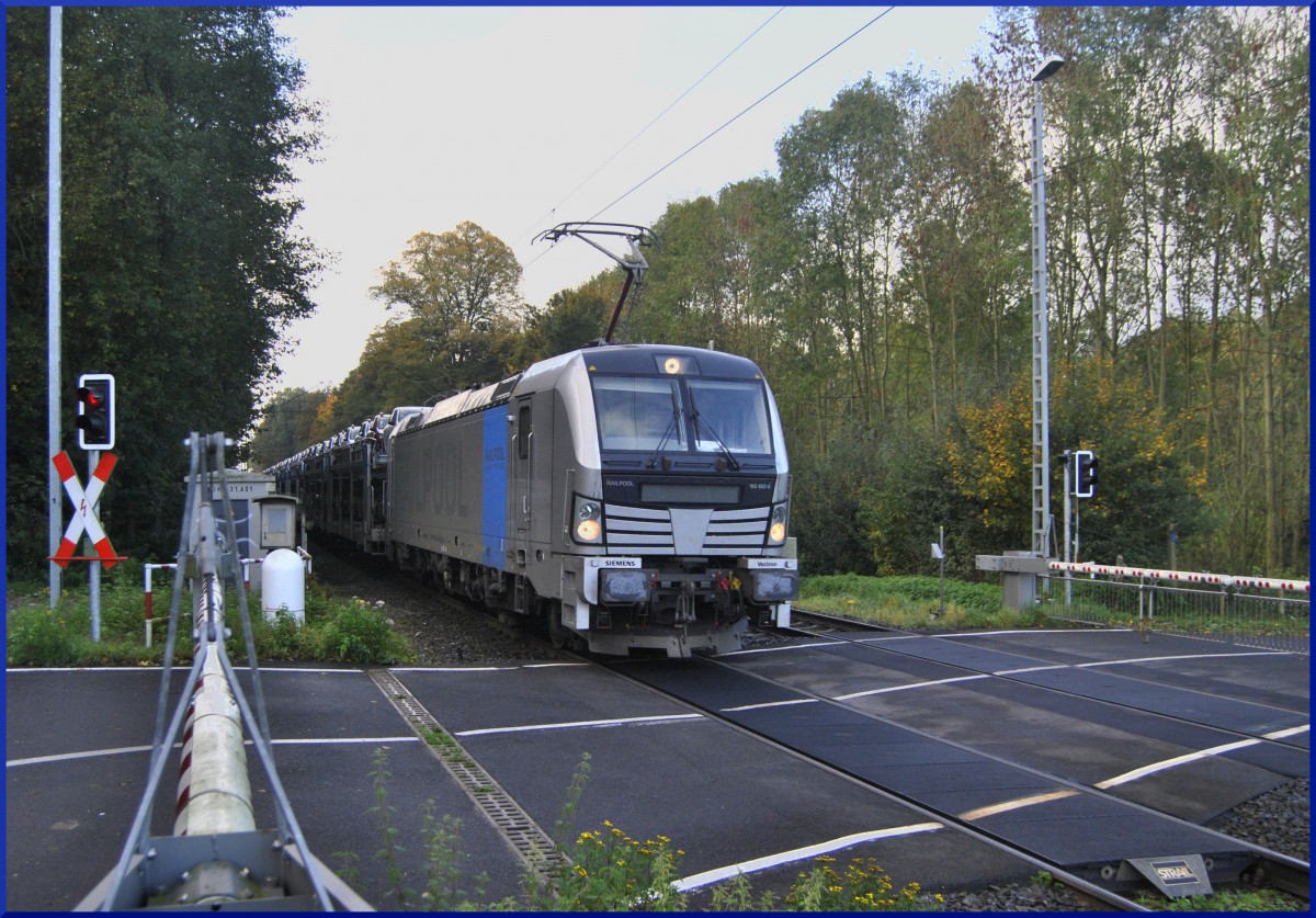 Vectron 193 802-6 am B Km 21, auf der KBS 485 am 24.10.2013 aus Aachen kommend.