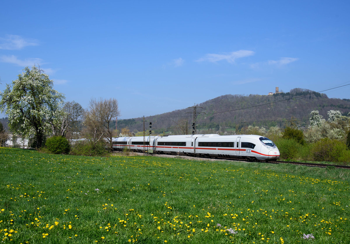Velaro Triebzüge 706 und 704 als ICE 515 nach München bei Süßen am 9.4.2017.