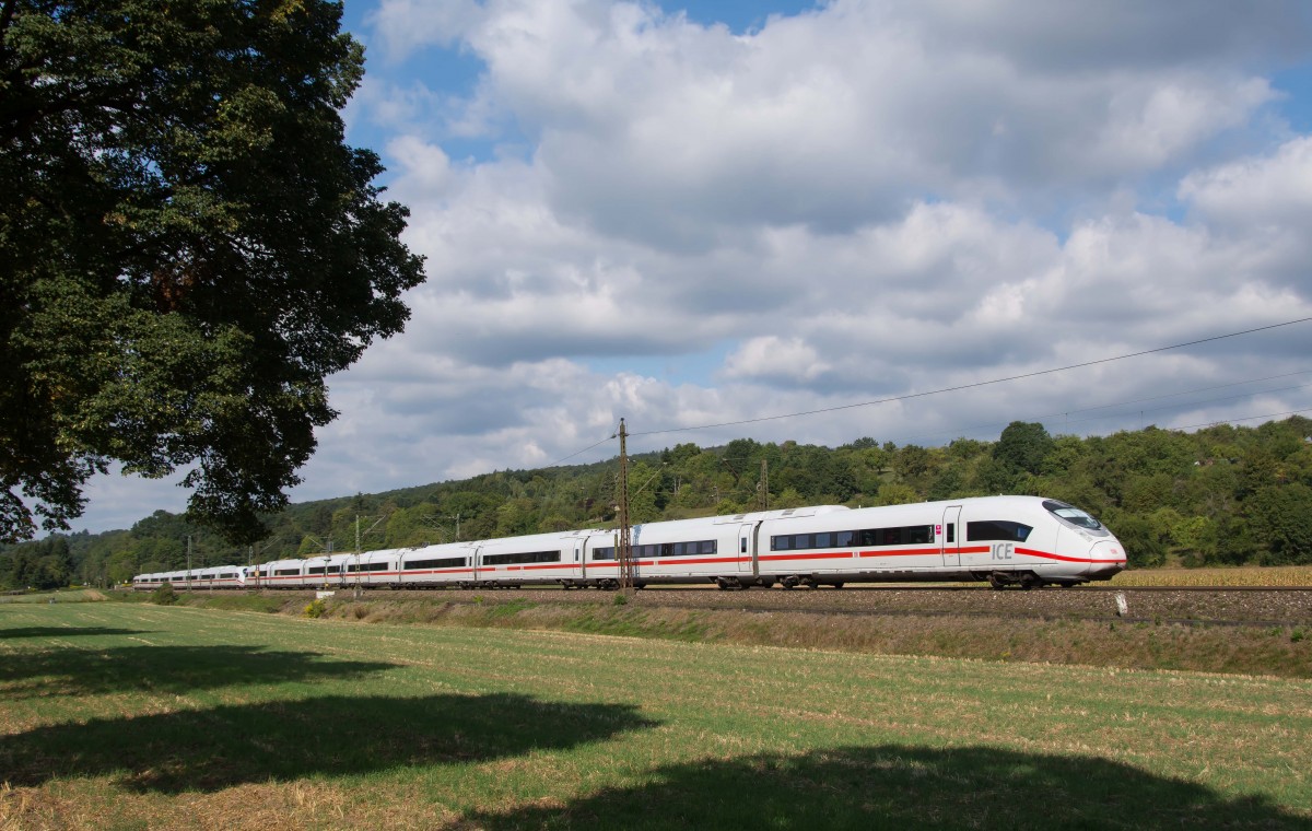 Velaro Triebzüge 715 und 710 als ICE 513 nach München bei Ebersbach an der Fils am 5.9.2015.