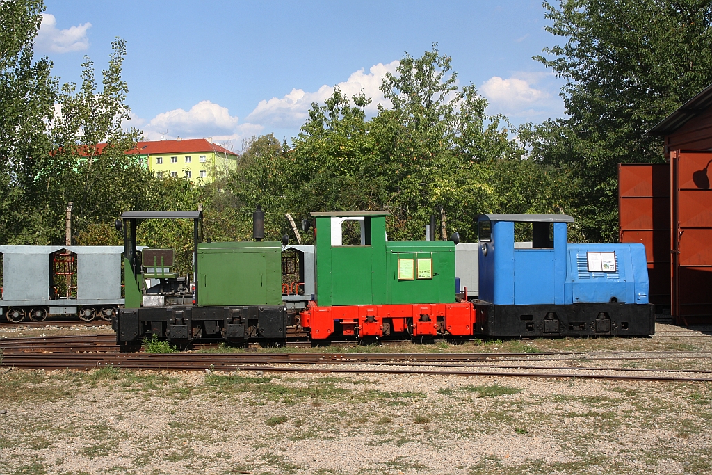 Verschiedene MPZ Feldbahn-Dieselloks am 18.August 2018 in der MPZ-Endstelle Dul Jindrich.