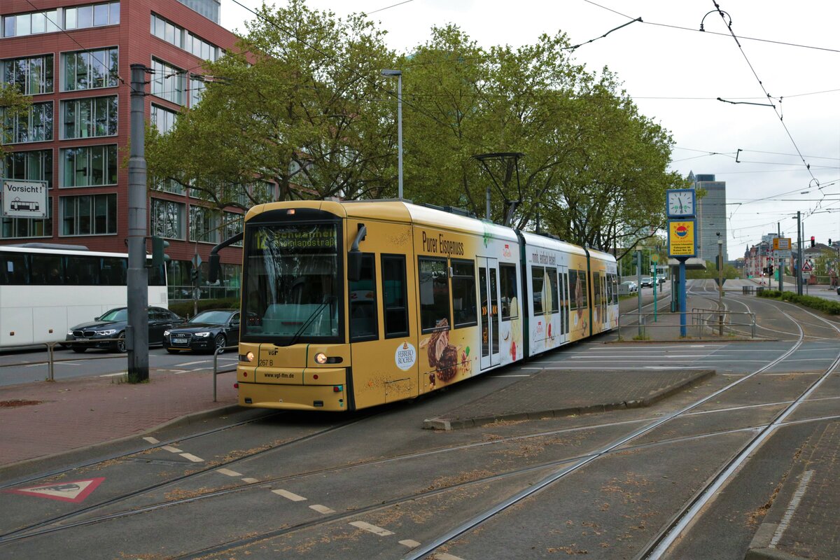 VGF Bombardier Flexity Classic S Wagen 267 am 22.05.21 in Frankfurt am Main