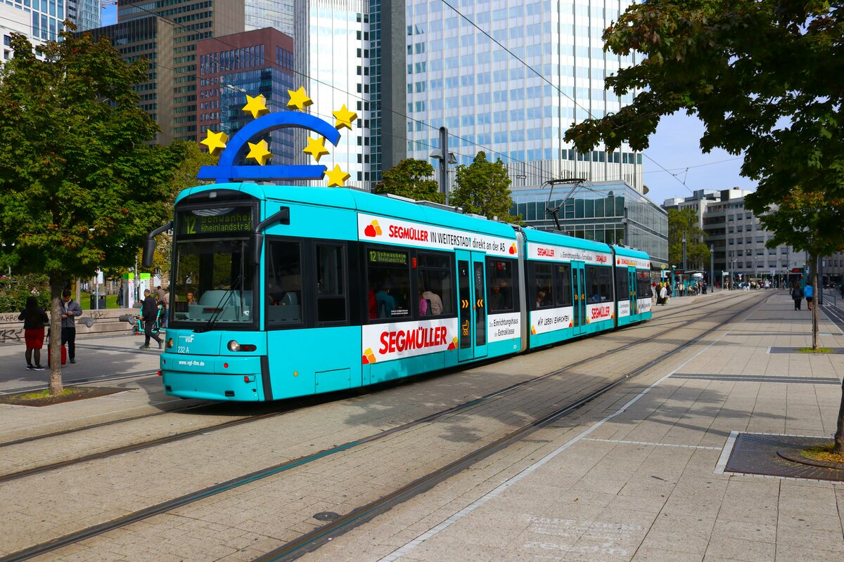 VGF Bombardier Flexity Classic S Wagen 232 am 07.10.23 in Frankfurt am Main