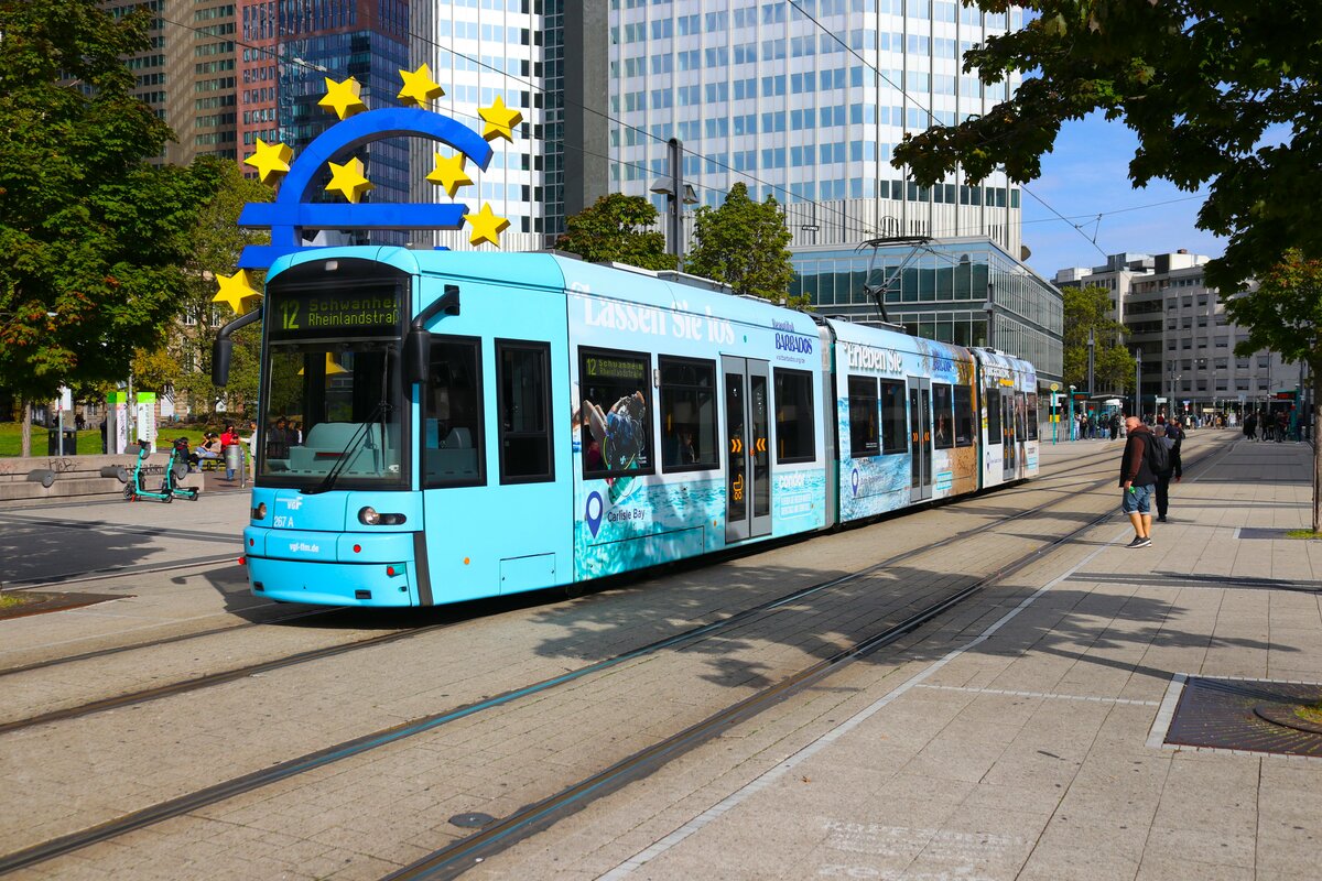 VGF Bombardier Flexity Classic S Wagen 267 am 07.10.23 in Frankfurt am Main