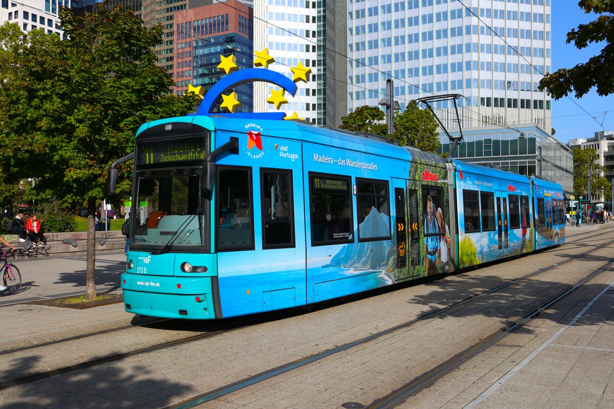 VGF Bombardier Flexity Classic S Wagen 273 am 07.10.23 in Frankfurt am Main