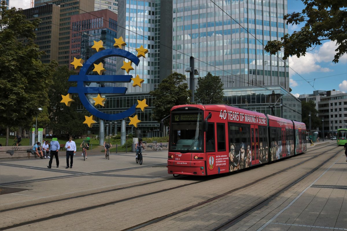 VGF Bombardier Flexity Classic S-Wagen 248 am 19.08.20 in Frankfurt am Main