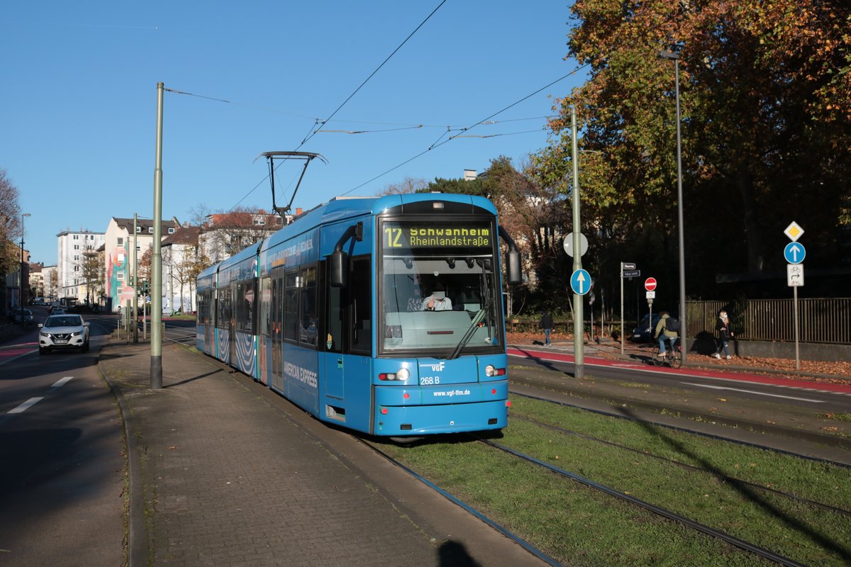 VGF Bombardier Flexity Classis S-Wagen 266 am 06.11.20 in Frankfurt am Main