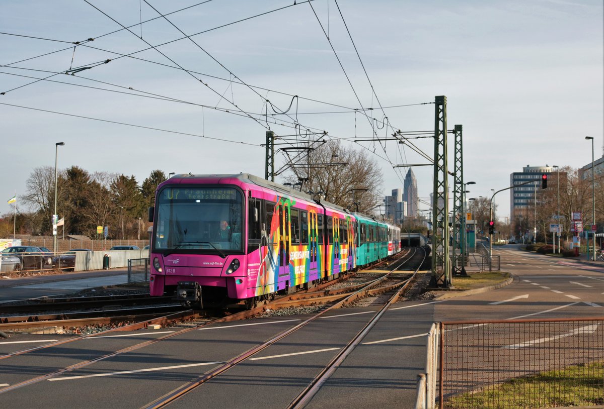 VGF Bombardier Flexity Swift U5-25 Wagen 612 am 20.02.21 in Frankfurt am Main