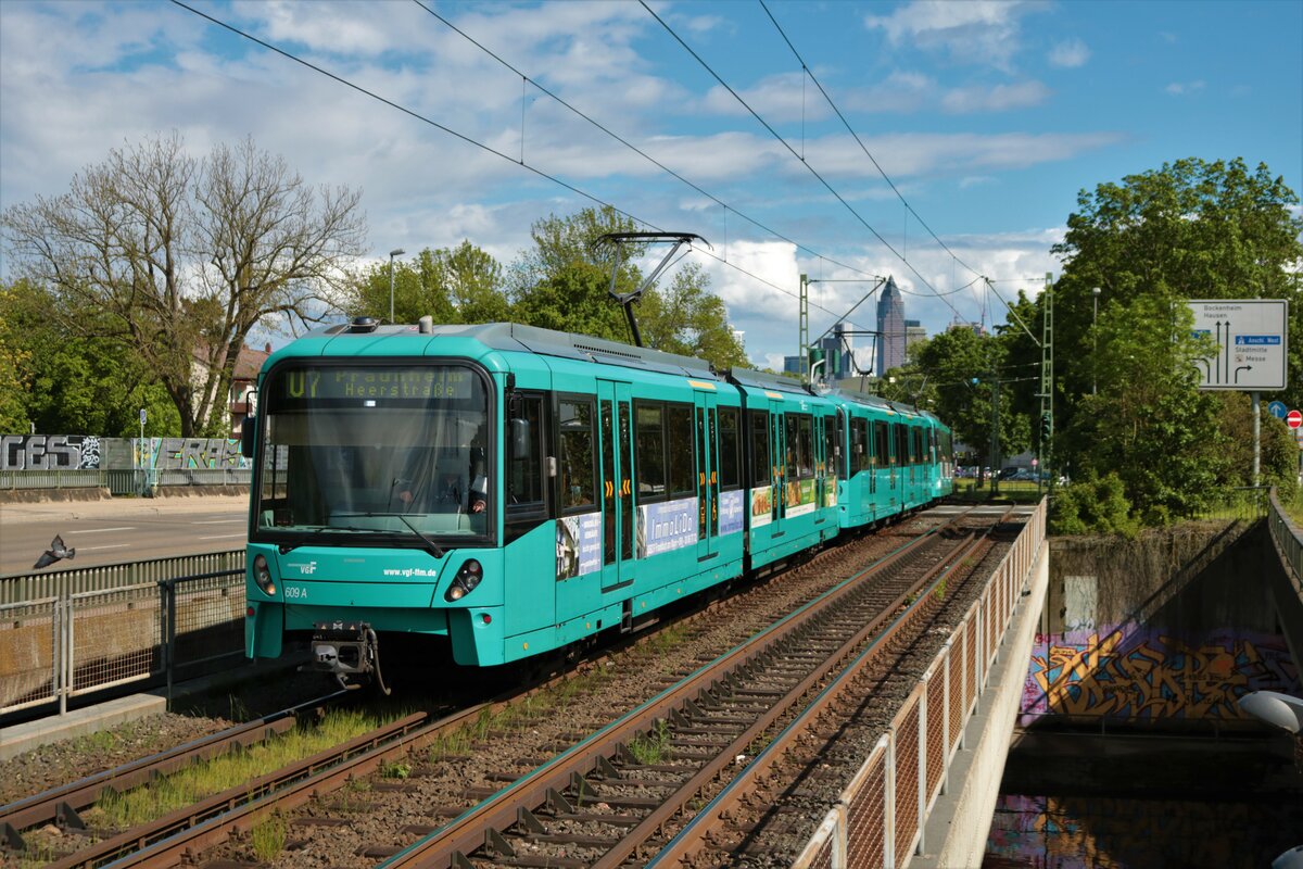 VGF Bombardier Flexity Swift U5-25 Wagen 609 am 22.05.21 in Frankfurt am Main
