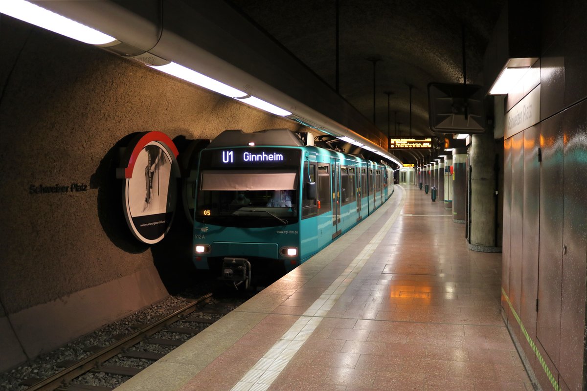 VGF Bombardier U4 Wagen 512 am 05.09.20 in Frankfurt Schweizer Platz