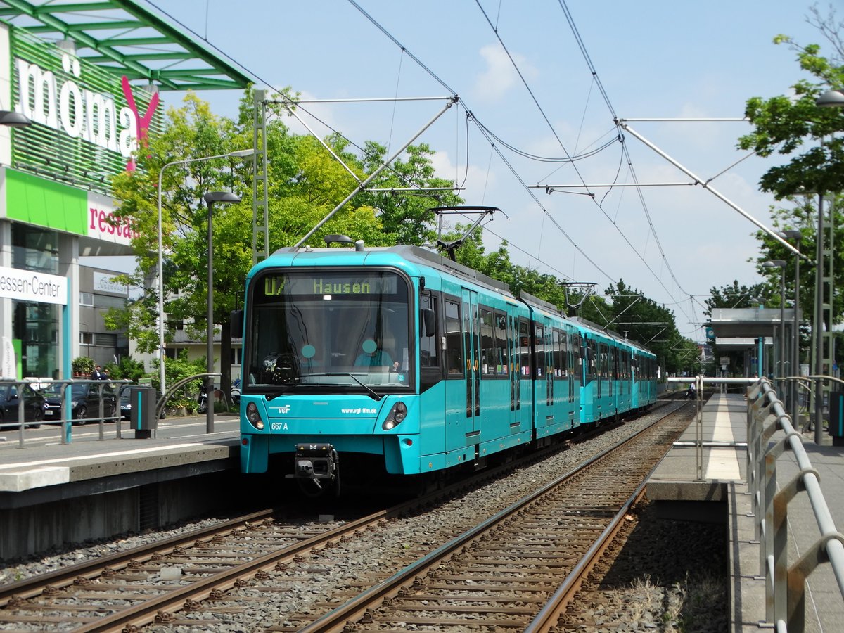 VGF Bombardier U5-25 Wagen 667 am 10.06.16 in Frankfurt am Main