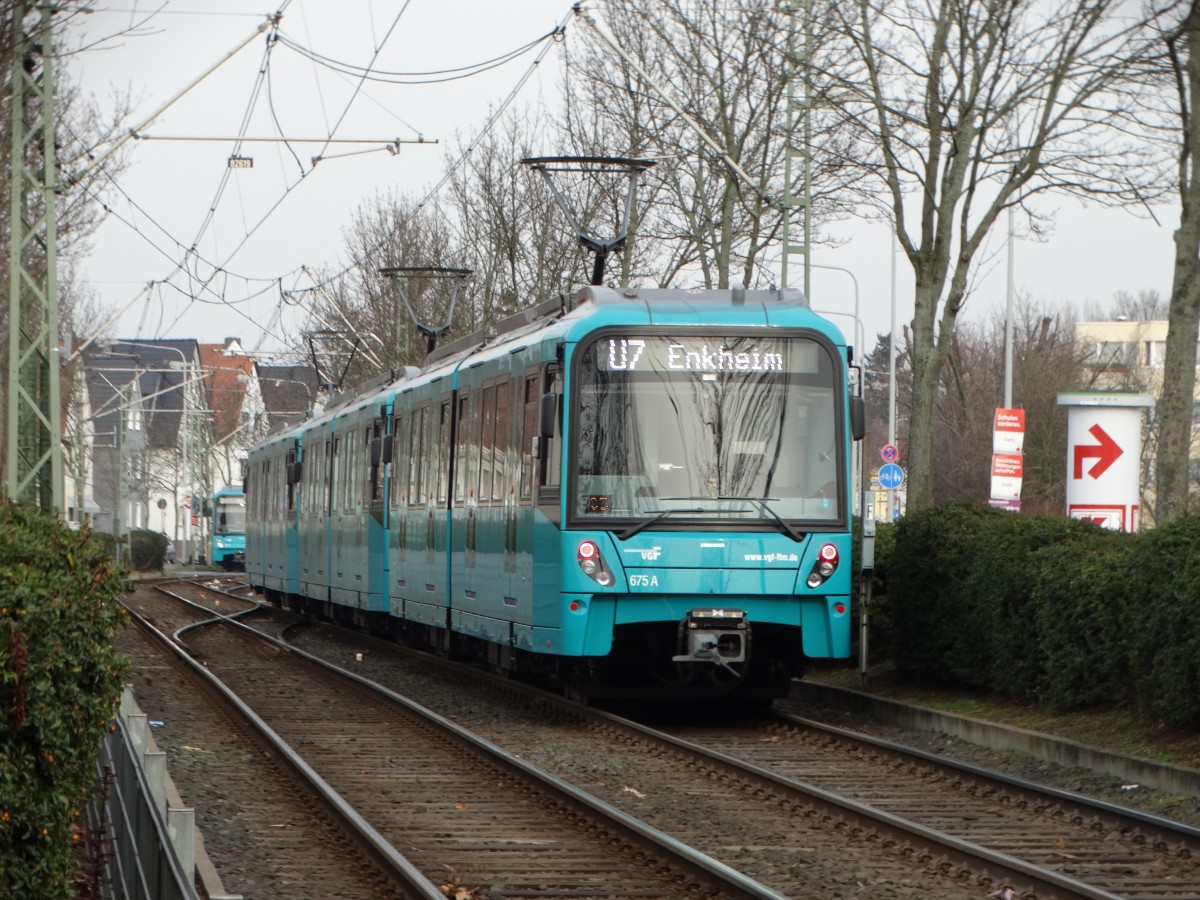 VGF Bombardier U5-25 Wagen 675 am 01.03.16 in Frankfurt am Main