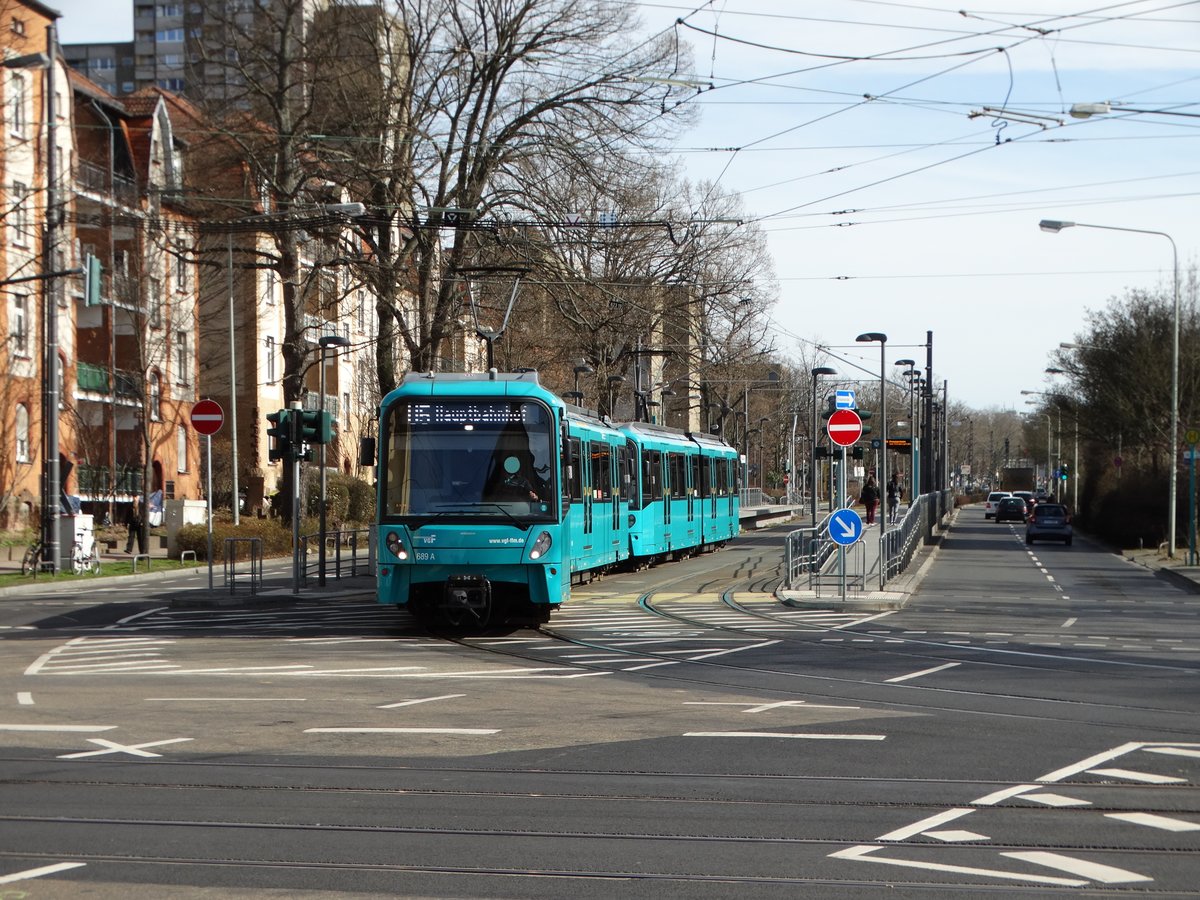VGF Bombardier U5-25 Wagen 689 am 04.03.17 in Frankfurt am Main Eckenheim