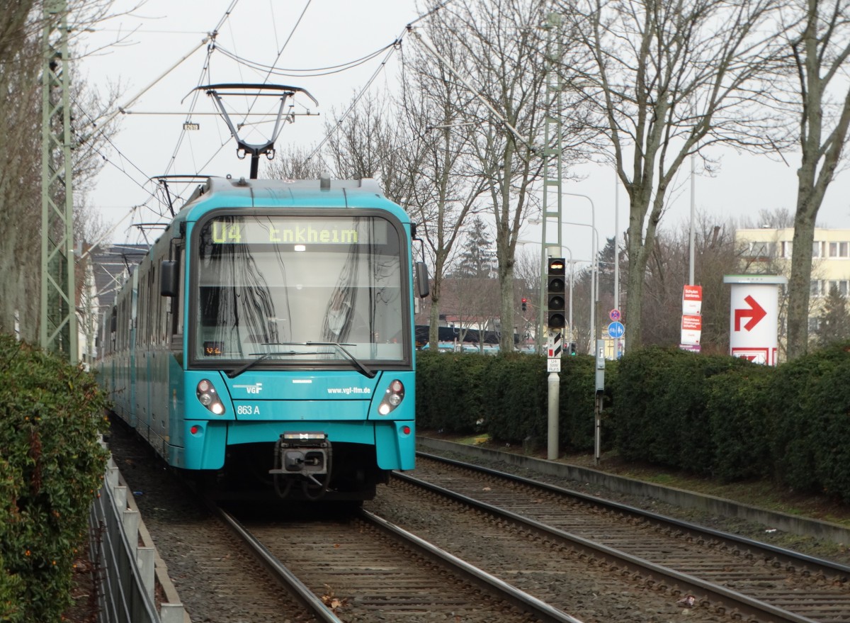 VGF Bombardier U5-50 Wagen 863 am 01.03.16 in Frankfurt am Main