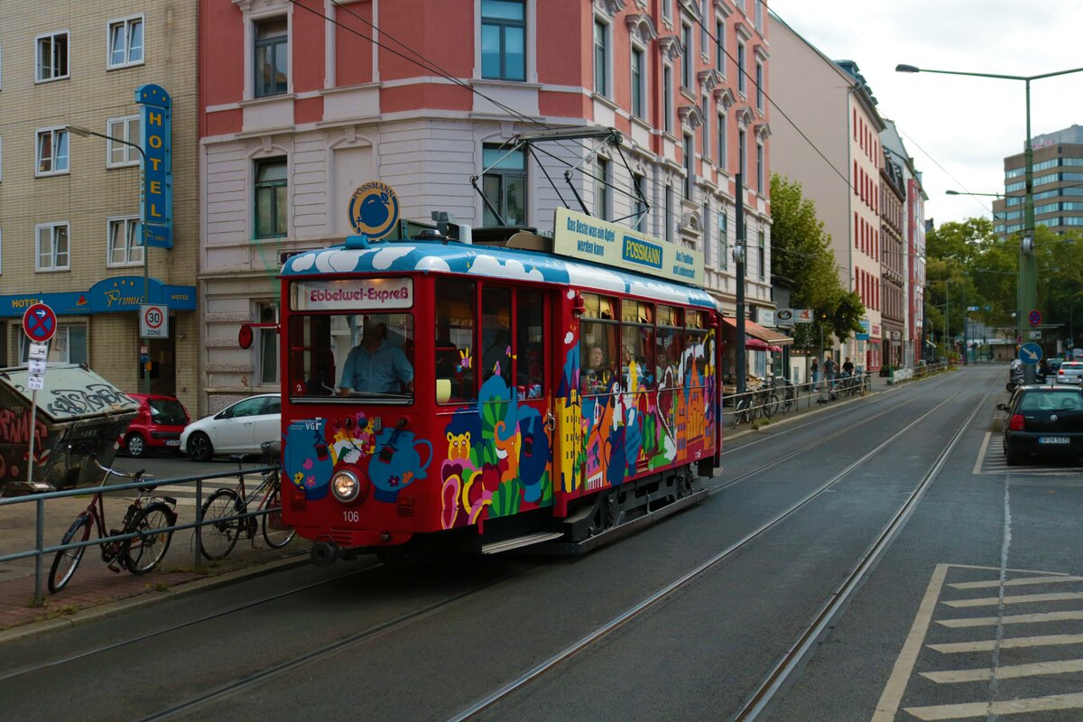 VGF Düwag K-Wagen 106 am 03.09.22 beim Tag der Verkehrsgeschichte in Frankfurt