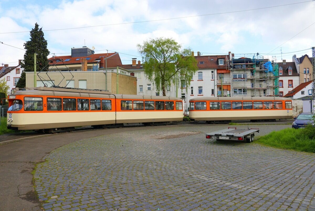 VGF Düwag M-Wagen 102 am 23.04.23 in Frankfurt am Main bei einer Sonderfahrt