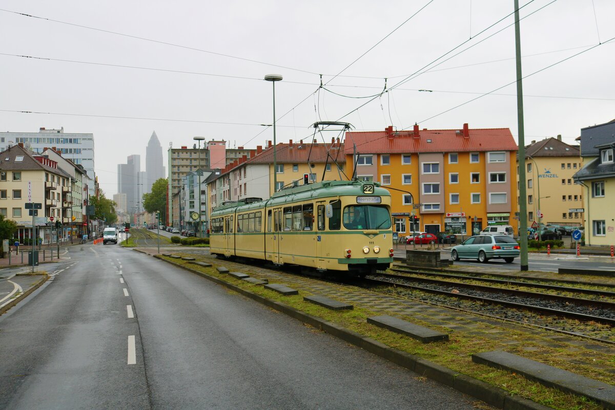 VGF Düwag O Wagen 111 am 18.09.22 bei einer HSF Sonderfahrt in Frankfurt am Main