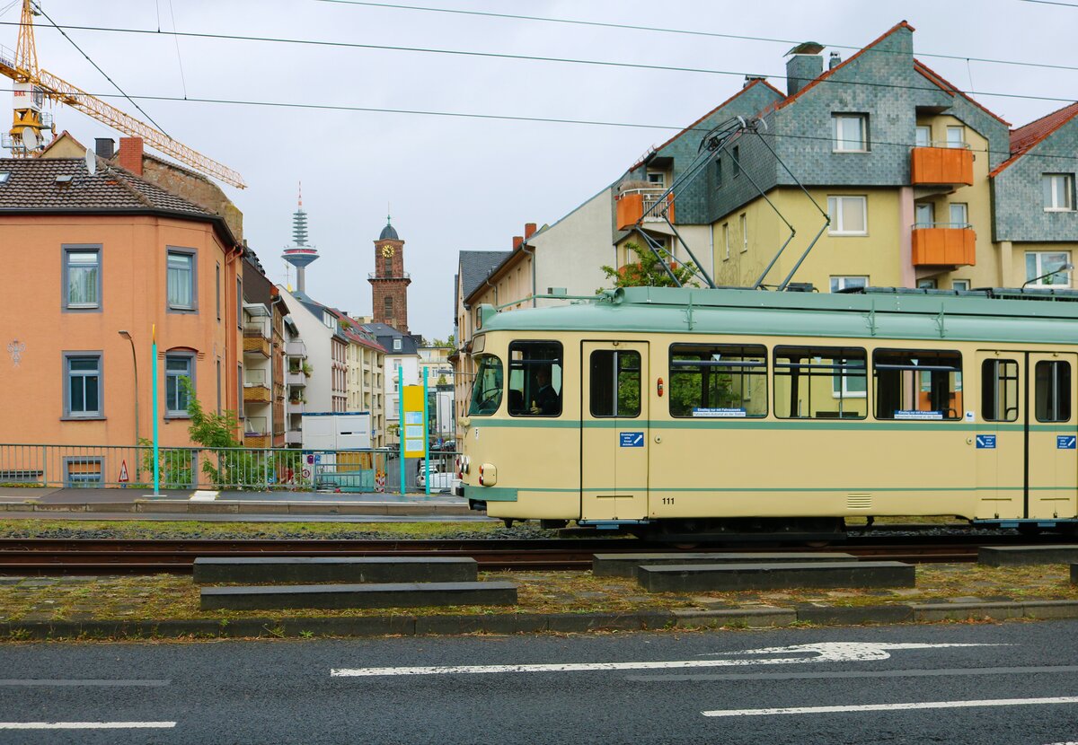 VGF Düwag O Wagen 111 am 18.09.22 bei einer HSF Sonderfahrt in Frankfurt am Main