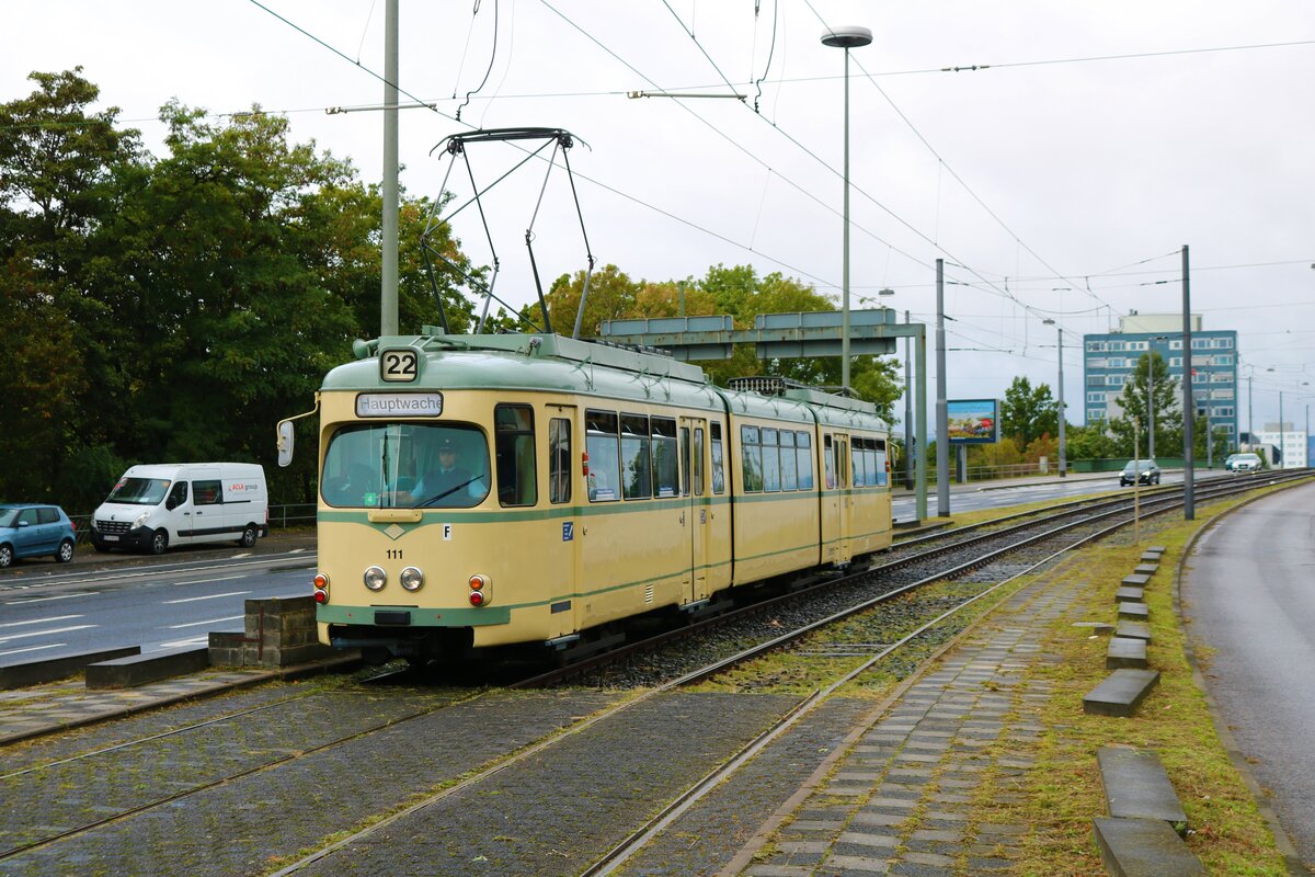VGF Düwag O Wagen 111 am 18.09.22 bei einer HSF Sonderfahrt in Frankfurt am Main