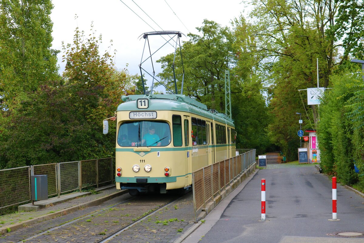 VGF Düwag O Wagen 111 am 18.09.22 bei einer HSF Sonderfahrt in Frankfurt am Main