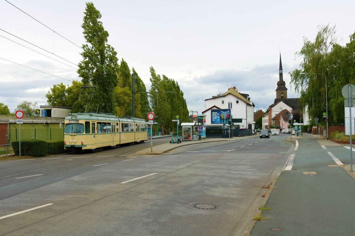VGF Düwag O Wagen 111 am 18.09.22 bei einer HSF Sonderfahrt in Frankfurt am Main