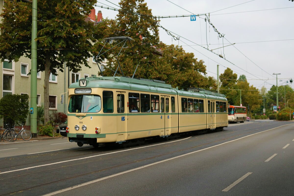 VGF Düwag O-Wagen 111 am 04.09.22 beim Tag der Verkehrsgeschichte in Frankfurt