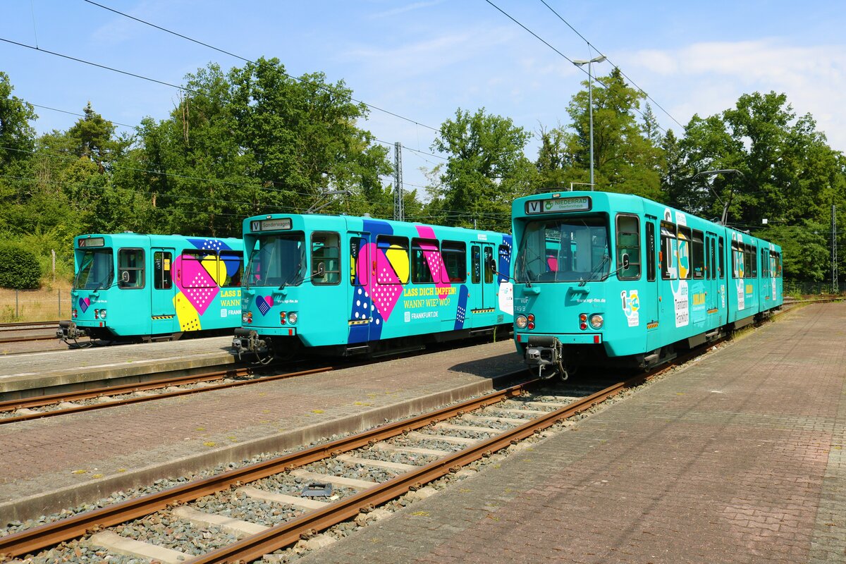VGF Düwag Pt Wagen 747+720+736 am 19.06.22 bei einer Sonderfahrt in Frankfurt am Main