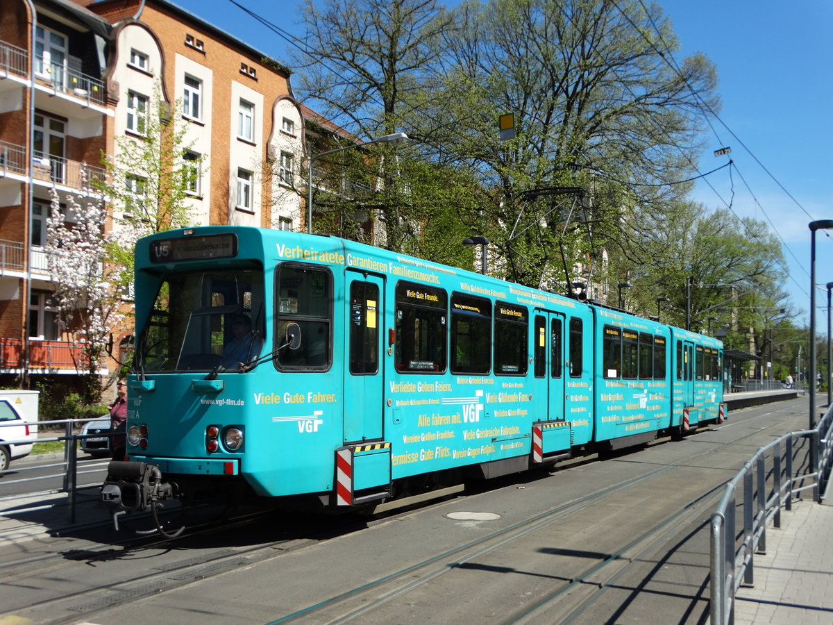 VGF Düwag Ptb Wagen 702 am 21.04.16 in Frankfurt am Main Eckenheim