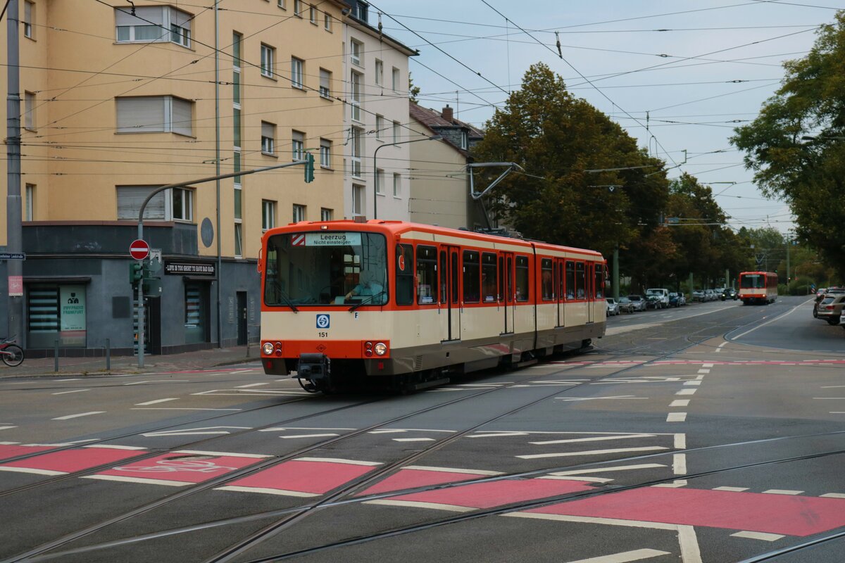 VGF Düwag U3 Wagen 151 am 26.09.21 in Frankfurt am Main Eckenheim