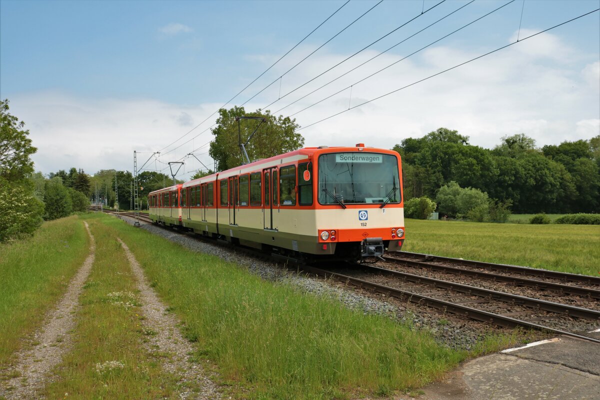 VGF Düwag U3 Wagen 152+151 am 06.06.21 in Frankfurt Kalbach bei Bewegungsfahrten