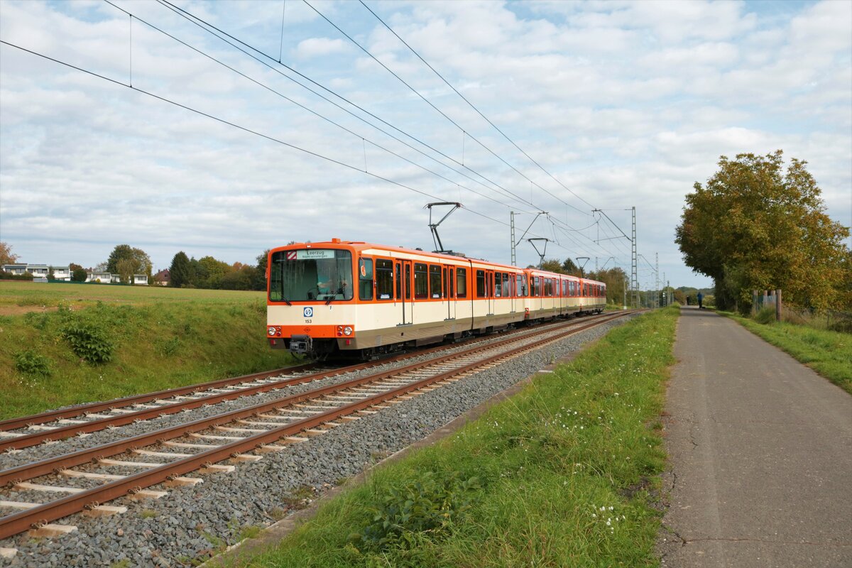 VGF Düwag U3 Wagen 153 am 17.10.21 in Frankfurt Bonames 