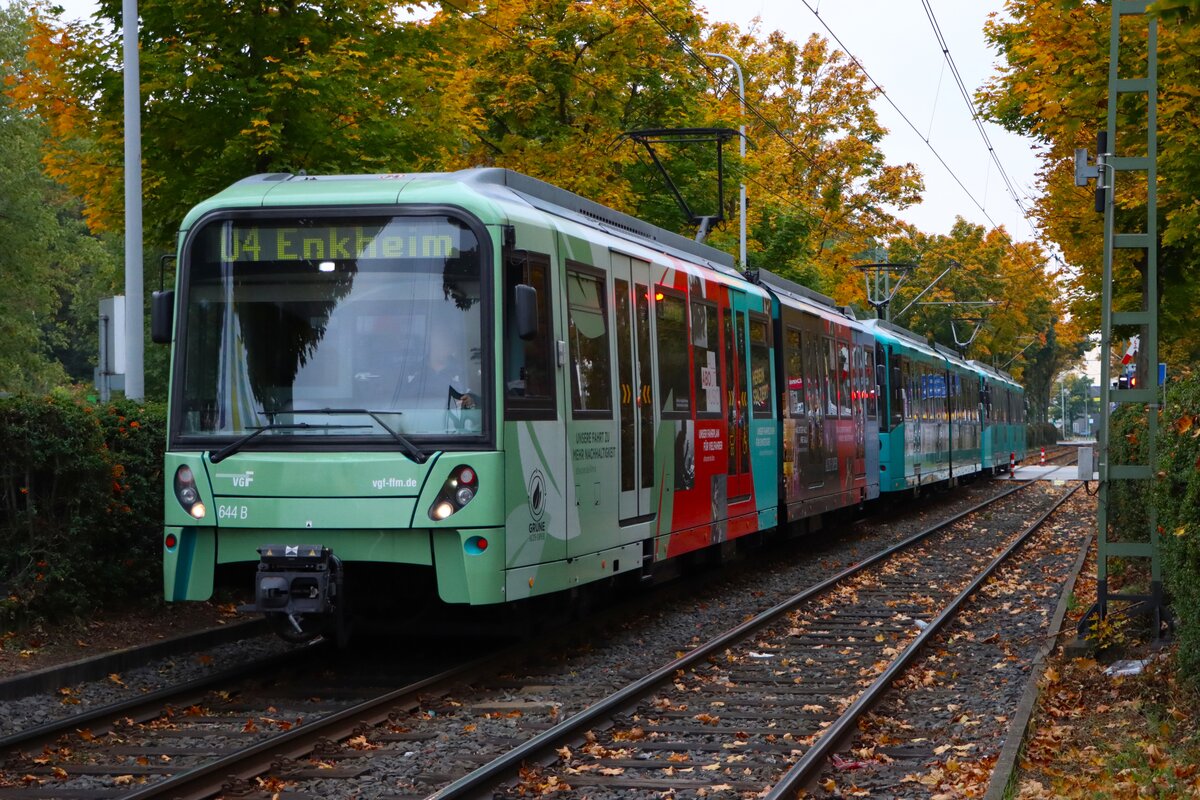 VGF U-Bahn Frankfurt am Main Bombardier Flexity Swift U5-25 Wagen 644 in Enkheim auf der C-Strecke am 11.10.25