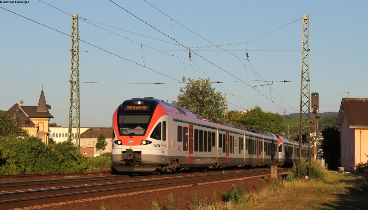 VIAS 411 und 414 als VIA25053 (Kaub-Frankfurt(Main)Hbf) bei Geisenheim 1.8.13