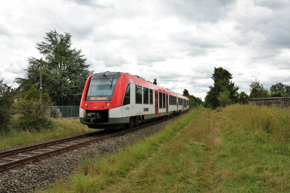 VIAS Odenwaldbahn Alstom Lint54 VT204 am 16.08.21 in Seligenstadt