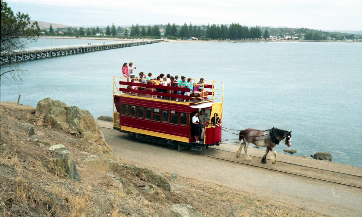 Victor Harbor Horse Tram__South Australia__Ankunft auf Granite Island.__08-01-1989