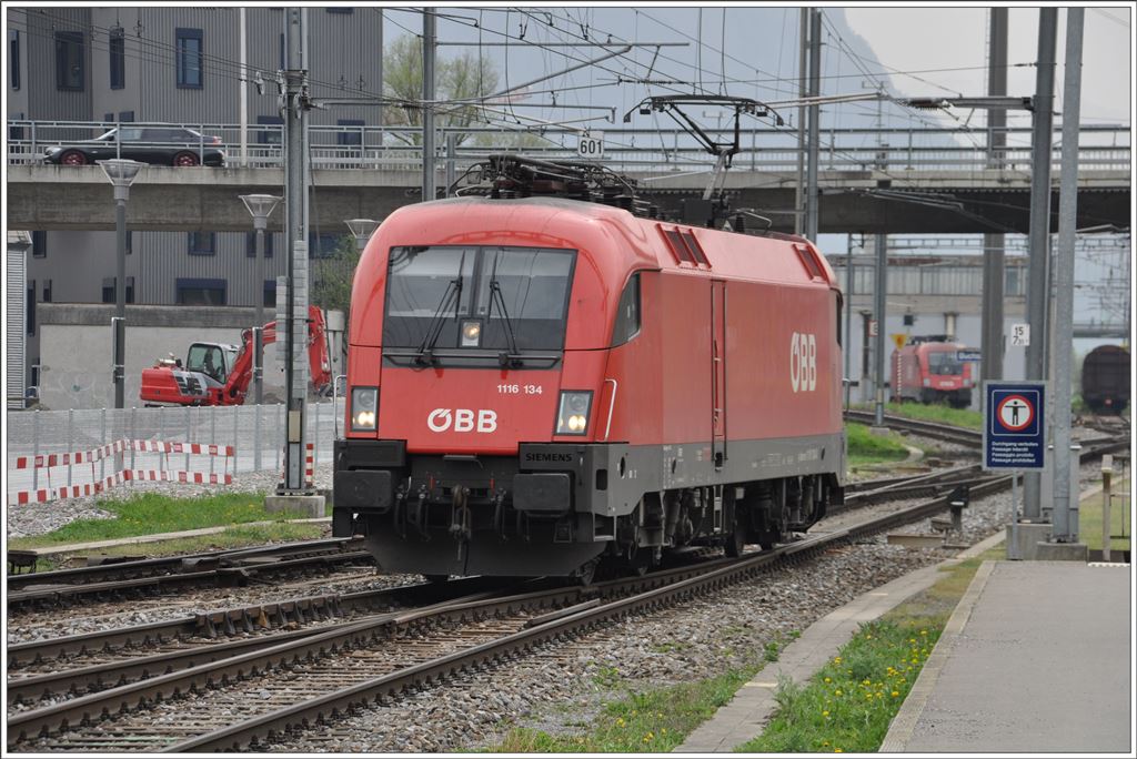 Vielfalt im Grenzbahnhof Buchs SG. ÖBB 1116 134. (05.04.2016)