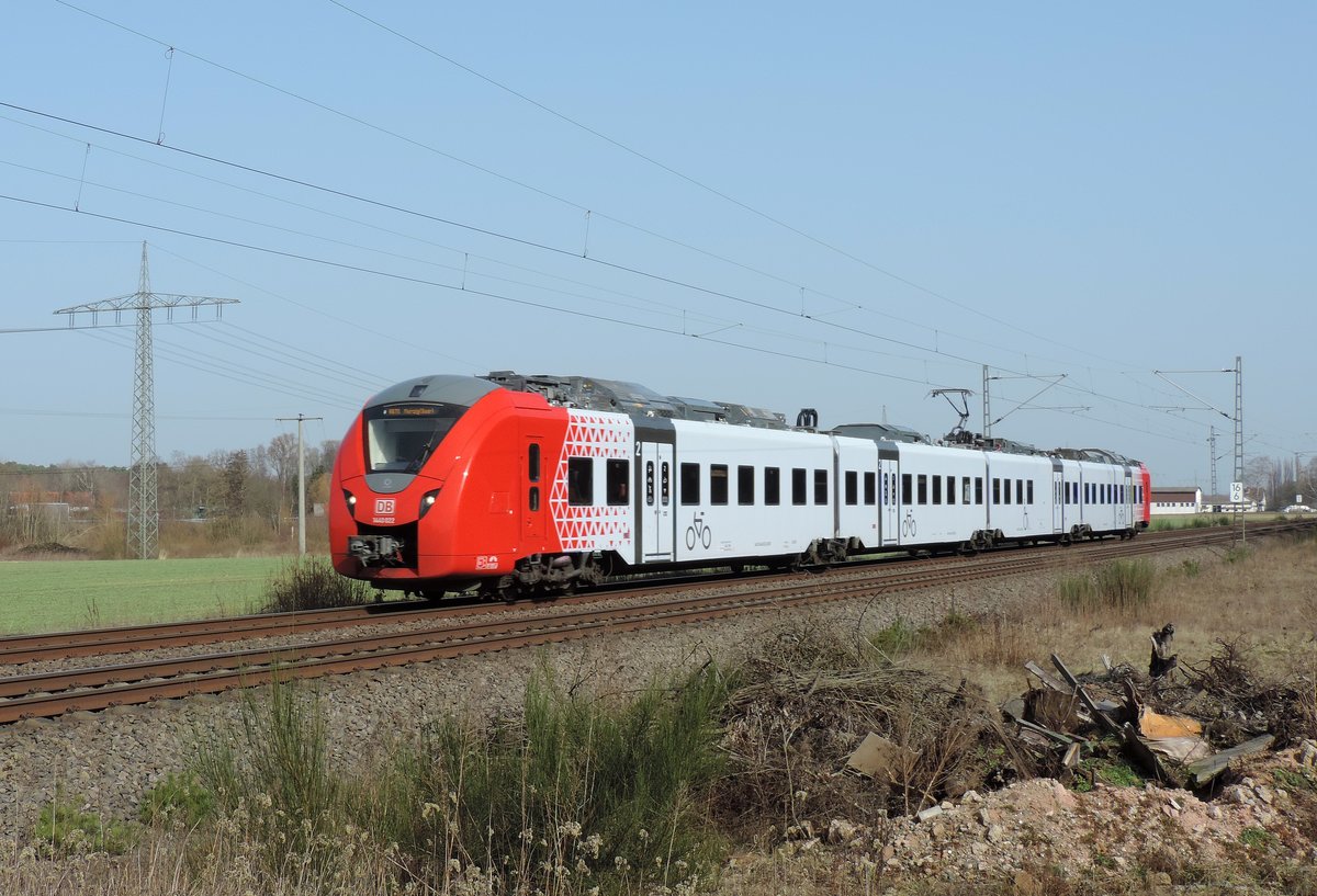 Vogelbach - 24. Februar 2021 : Der Coradia Continental 1440 022 als RB 70, Zug 12526, zwischen Kaiserslautern und Saarbrücken unterwegs.