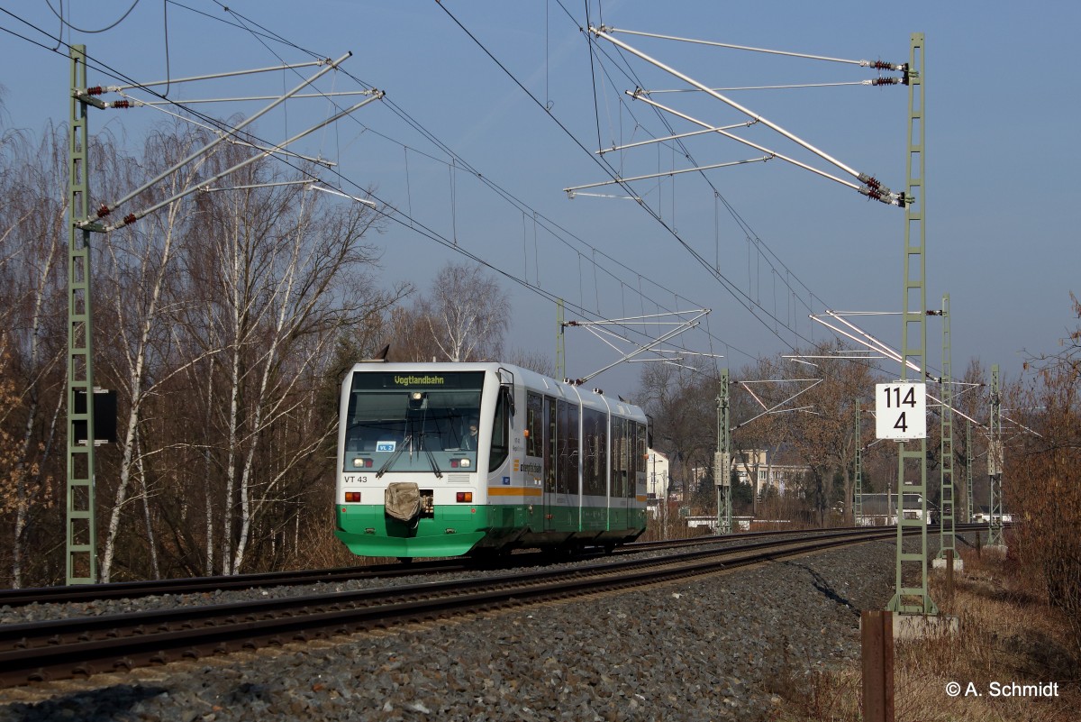 Vogtlandbahn unterwegs im vogtländischen Plauen am 18.03.2016. 