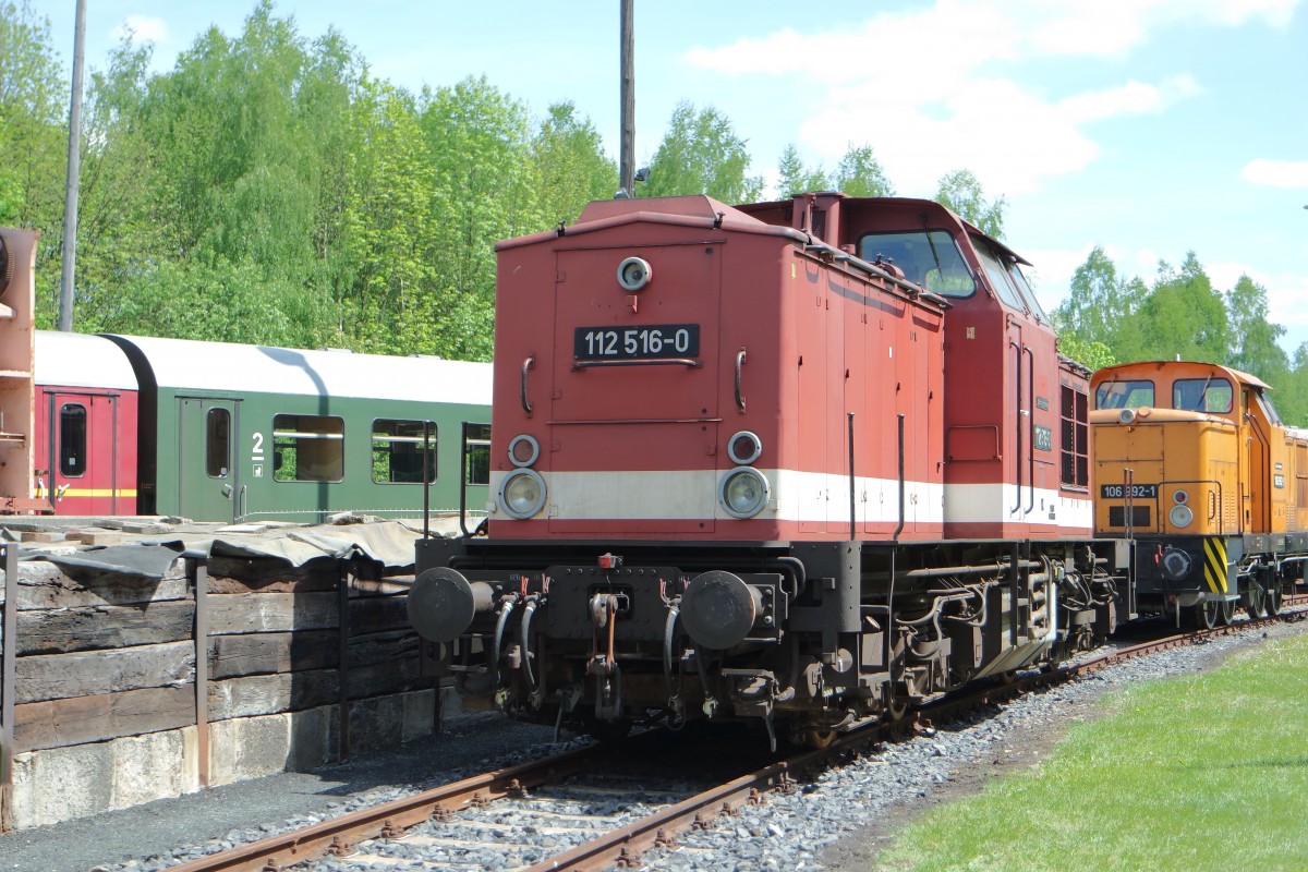 Vom 14.05.-17.05.2015 fanden im Eisenbahnmuseum Schwarzenberg die 23. Eisenbahntage statt.Anzuschauen war auch 112 516.Aufgenommen am 17.05.2015.