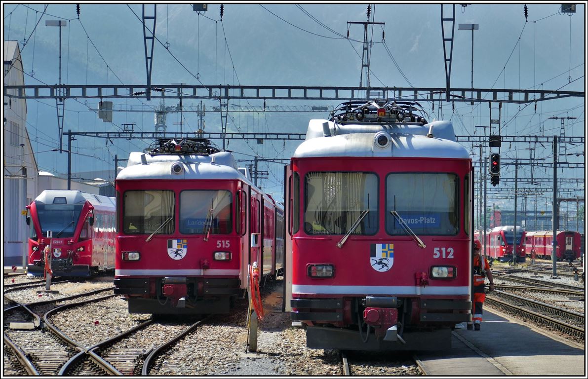Vorortpendel Be 4/4 515 und 512 in Landquart. (27.06.2019)