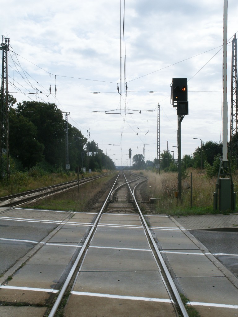 Vorsignalwiederholer am Bahnbergang in Miltzow am 18.August 2013.
