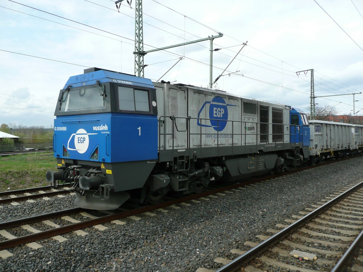 Vossloh 2000 BB 272 001 der Eisenbahngesellschaft Potsdam, fotografiert am 5.5. 2021 in Dresden Neustadt