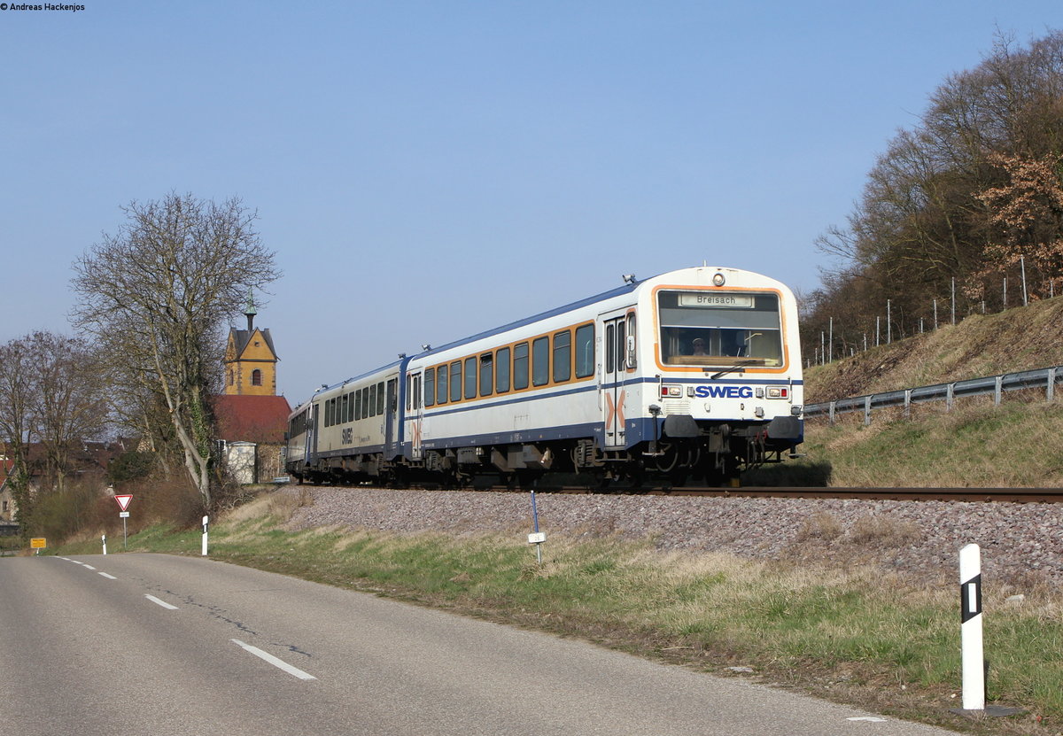 VS 204, VT 128 und VT 129 als SWE74217 (Riegel-Malterd.NE-Breisach) bei Oberrotweil 14.3.17