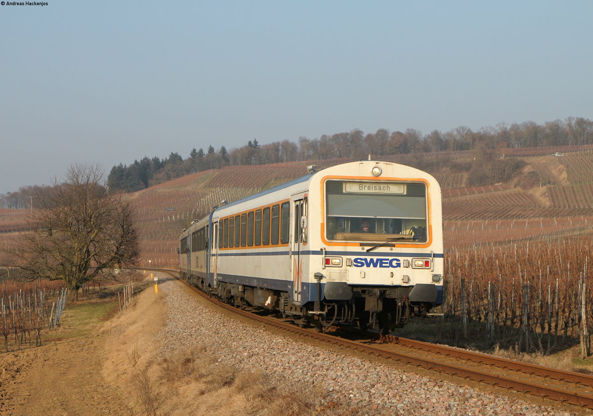 VS 204, VT 128 und VT 129 als SWE74217 (Riegel-Malterdingen NE-Breisach) bei Burkheim 26.1.17