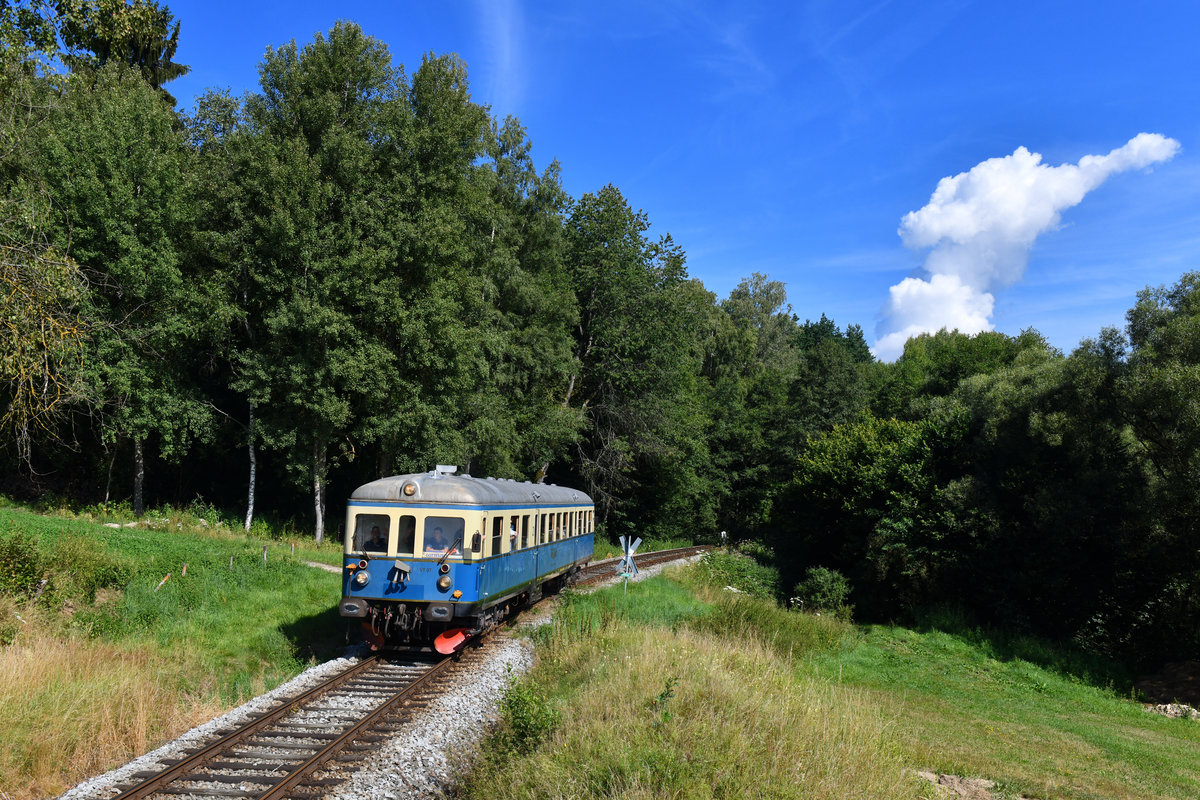 VT 07 bei einer Sonderfahrt am 29.07.2018 bei Patersdorf. 