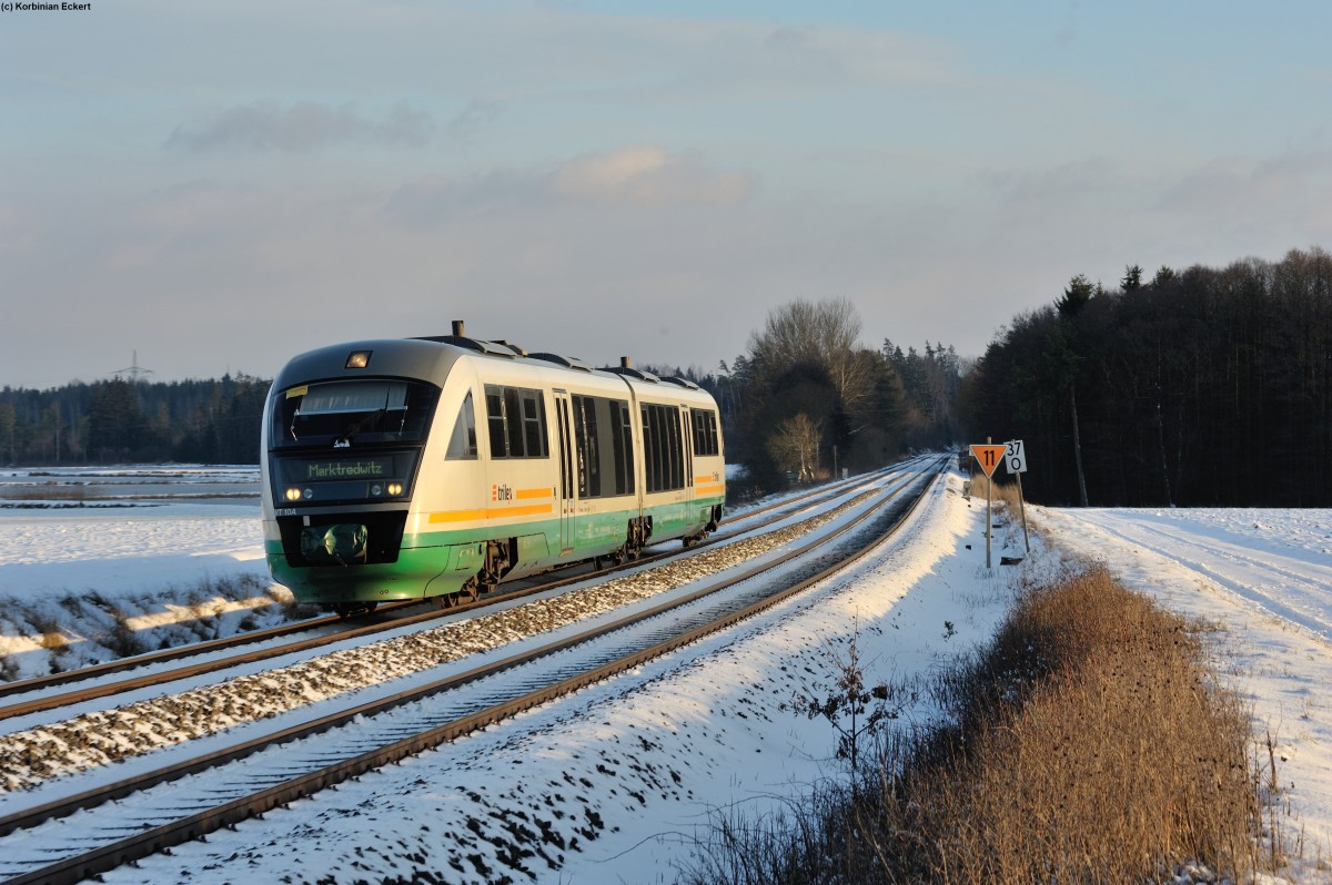 VT 10 des trilex als OPB 74266 von Regensburg nach Marktredwitz bei Oberteich, 05.01.2015
