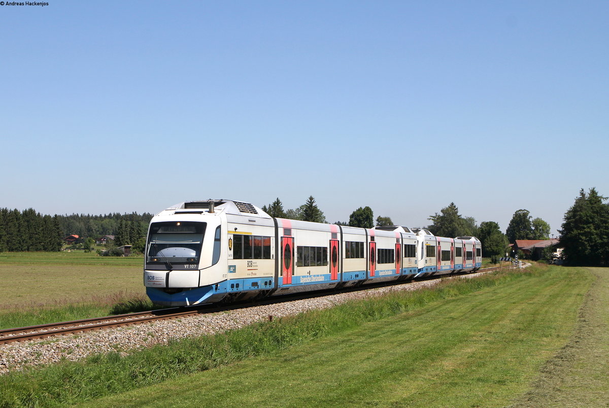 VT 107 und VT 117 als BOB86913/BOB86963 (München Hbf-Schaftlach/Tegernsee) bei Warngau 23.7.19